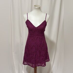 Lulu's Magenta Lace Dress